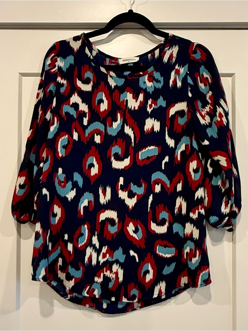 Womens Navy Multi-Color Printed Blouse